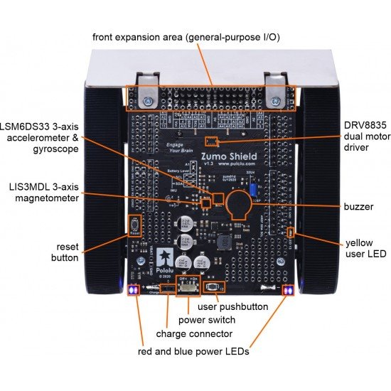 Zumo Tracked Robot Kit for Arduino (w/ 75:1 HP Motors) | akshetra.com