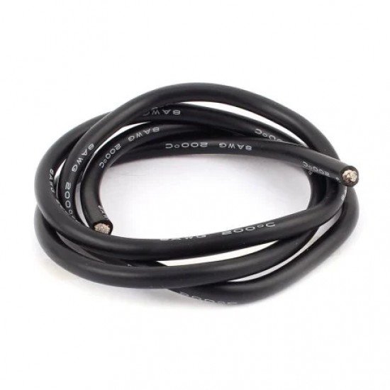 High Quality Ultra Flexible 8AWG Silicone Wire 1m (Black)
