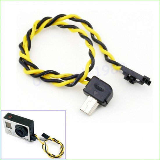 Mini USB (90° Connector) to FPV AV Output Cable for GoPro Hero 3