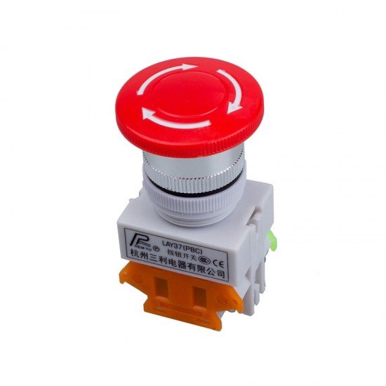 Red Mushroom Cap LAY37-, 11ZS 1NO 1NC DPST, Emergency Stop Push, Button Switch AC 660V 10A, Switch Equipment Lift, Elevator Latching Self Lock