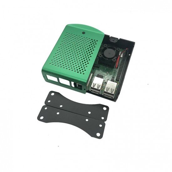 Green Metal Aluminum Case support fans for Raspberry 3B+/3B