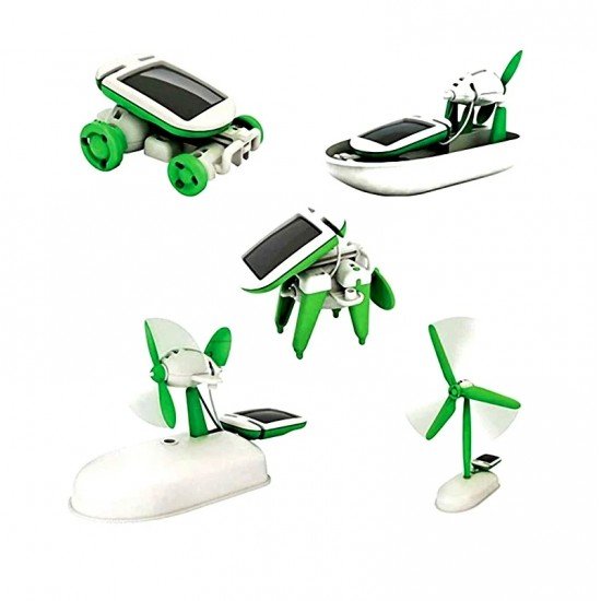 6 in 1 DIY Solar Powered Car Windmill Puppy Airboat Plane Learning Toy Kit