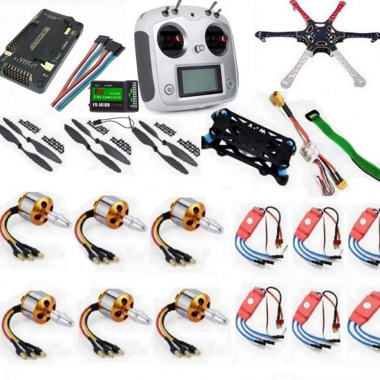 Hexacopter Drone Combo with APM 2.8 and 10ch FlySky FS-I6S (Motor + ESC + Propeller + Flight Controller + Frame + TX-RX Flysky FSi6+ Power module + Belt)