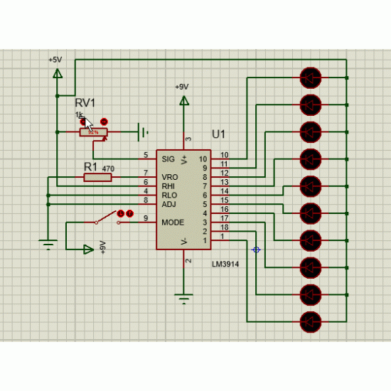 LM3914 analog voltage level DOT/BAR Display driver IC