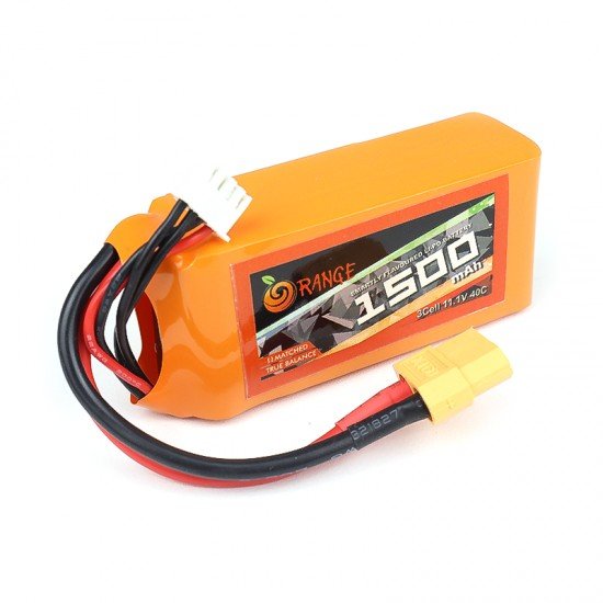 ORANGE 1500mAh 3S 40C (11.1 v) Lithium Polymer Battery Pack (LiPo)