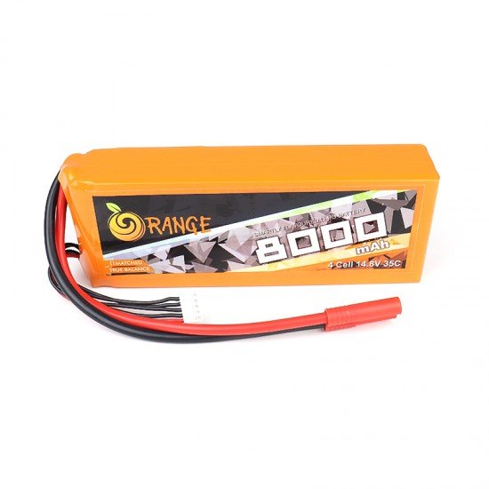 ORANGE 8000 mAh 4 Cell 35C (14.8V) LITHIUM POLYMER BATTERY PACK (LiPO)