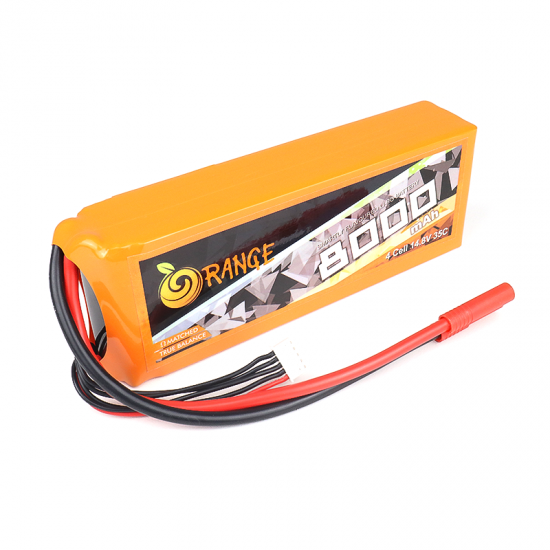 ORANGE 8000 mAh 4 Cell 35C (14.8V) LITHIUM POLYMER BATTERY PACK (LiPO)
