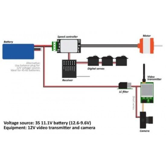 RTF LC / L-C Power Filter LC-FILTER 3A 2-4S Lipo for FPV works & Immersion RC orange RX